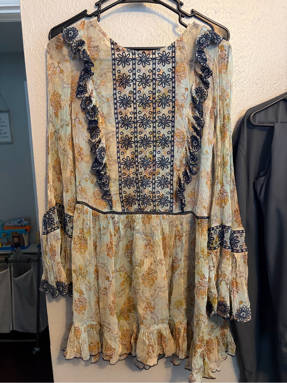 Free People Country Roads embroidered mini dress